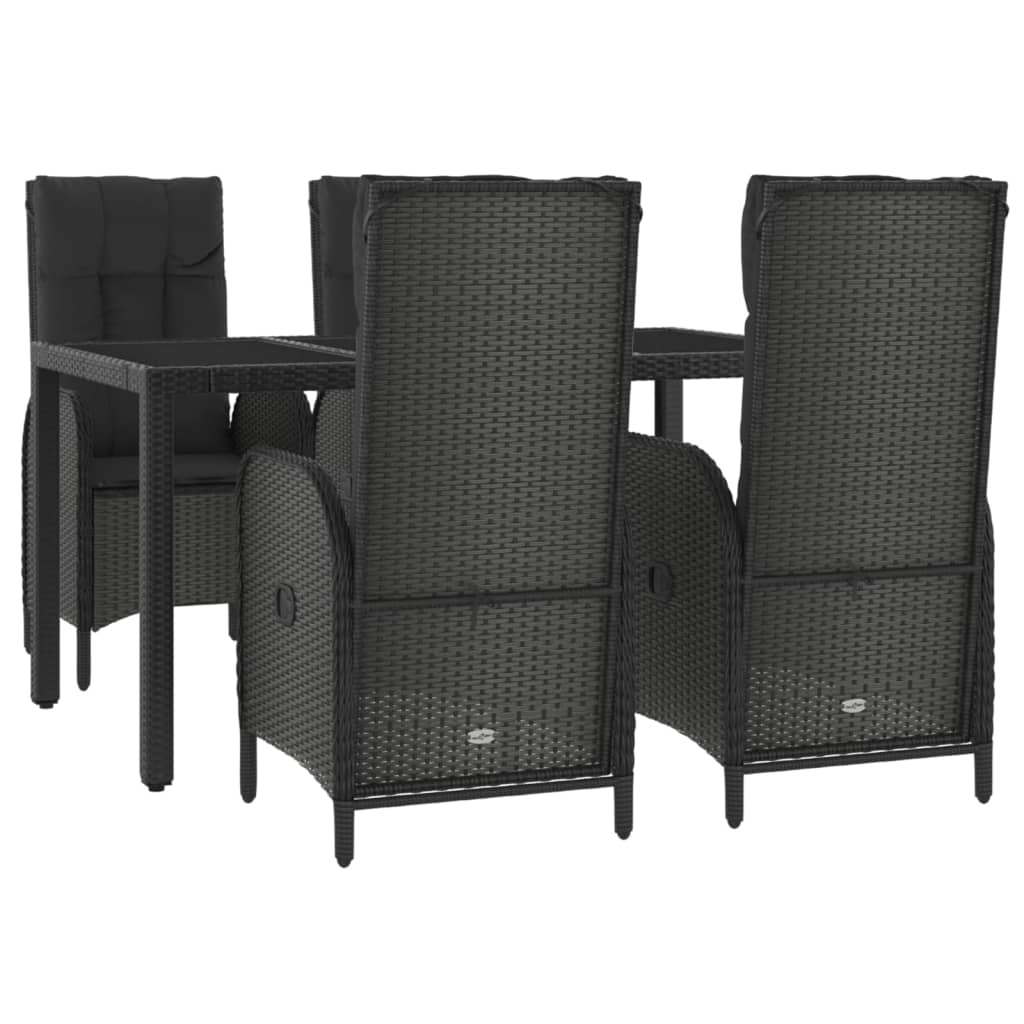 Set mobilier de grădină cu perne, 5 piese, negru, poliratan GartenMobel Dekor