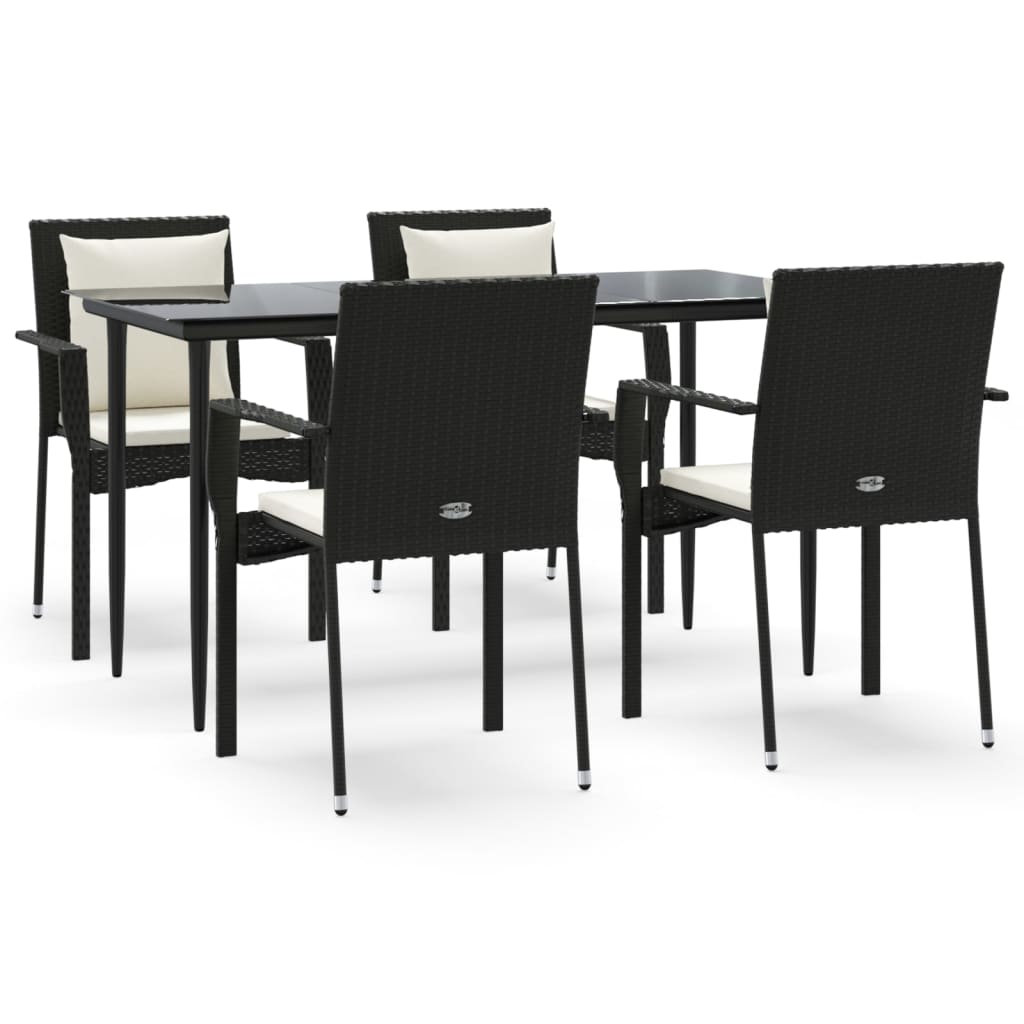 Set mobilier de grădină cu perne, 5 piese, negru, poliratan GartenMobel Dekor