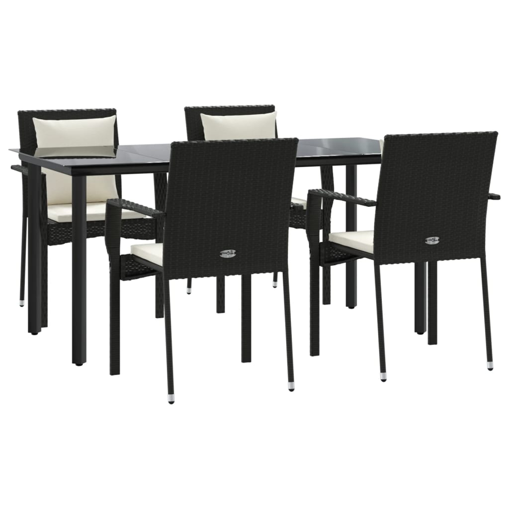 Set mobilier de grădină cu perne, 5 piese, negru, poliratan GartenMobel Dekor