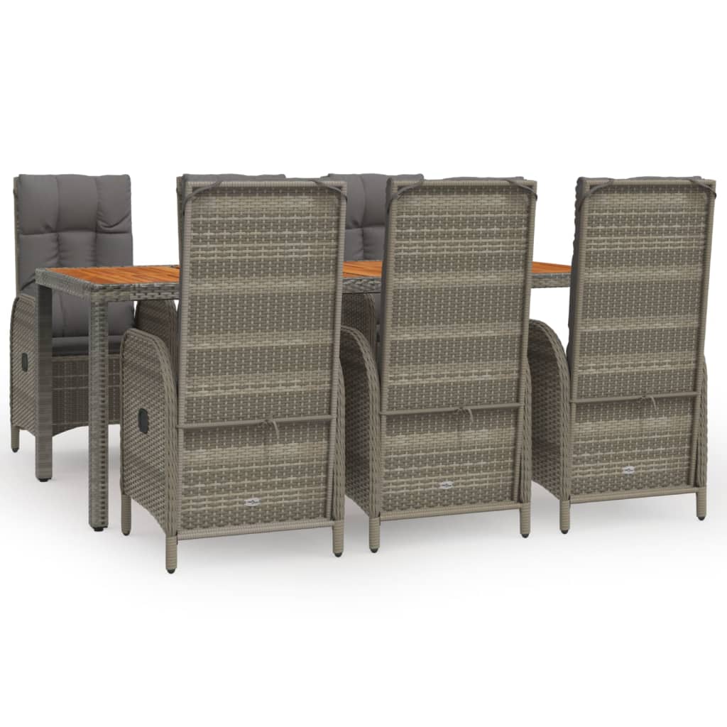 Set mobilier de grădină cu perne, 7 piese, gri, poliratan GartenMobel Dekor