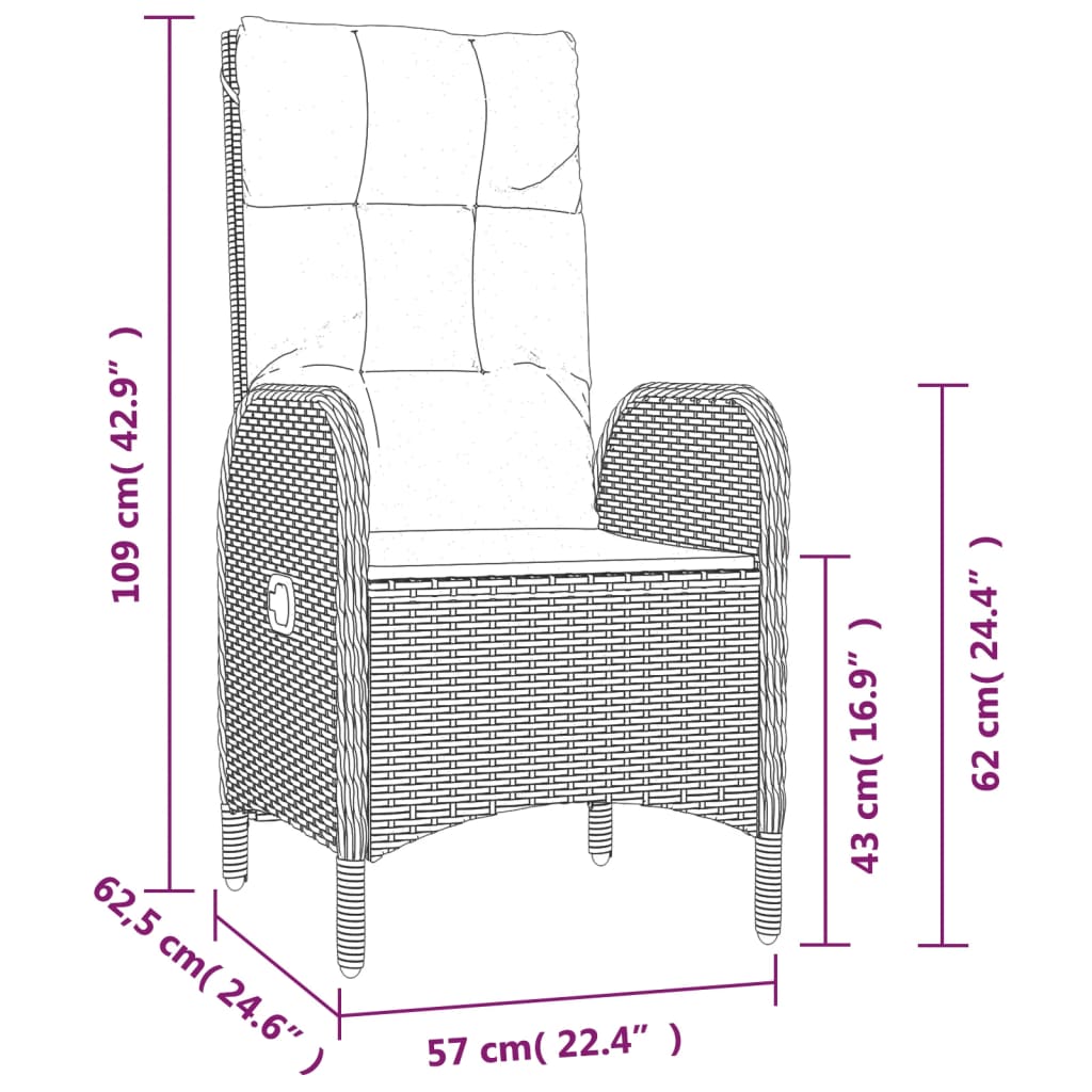 Set mobilier de grădină cu perne, 7 piese, gri, poliratan GartenMobel Dekor