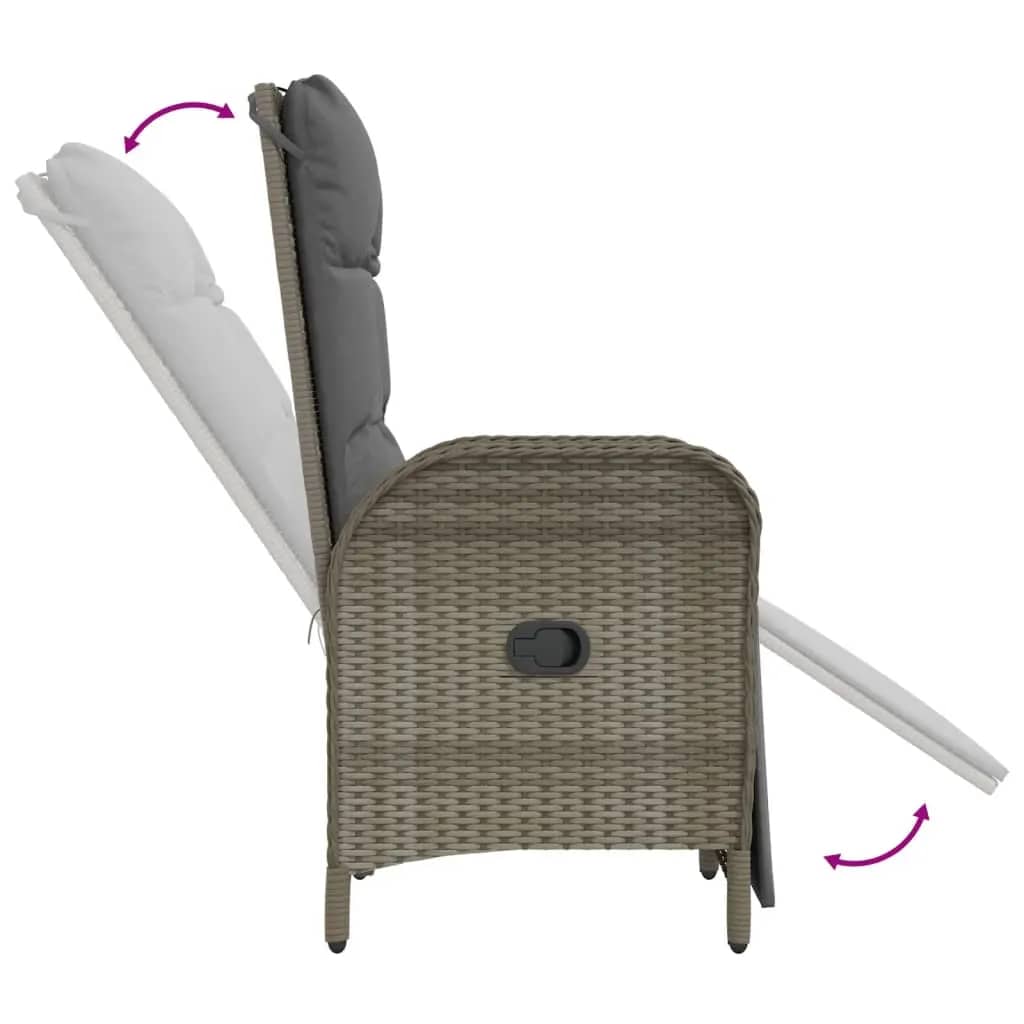 Set mobilier de grădină cu perne, 7 piese, gri, poliratan GartenMobel Dekor