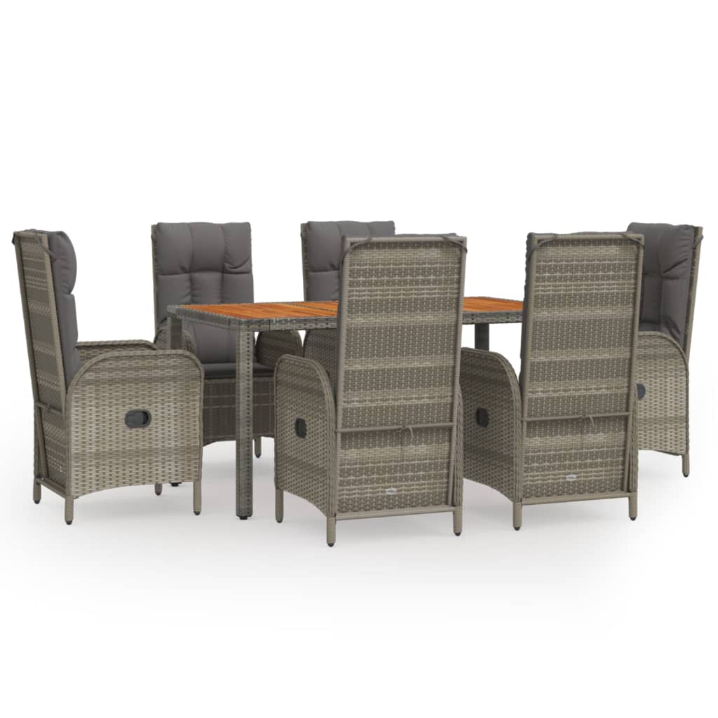 Set mobilier de grădină cu perne, 7 piese, gri, poliratan GartenMobel Dekor