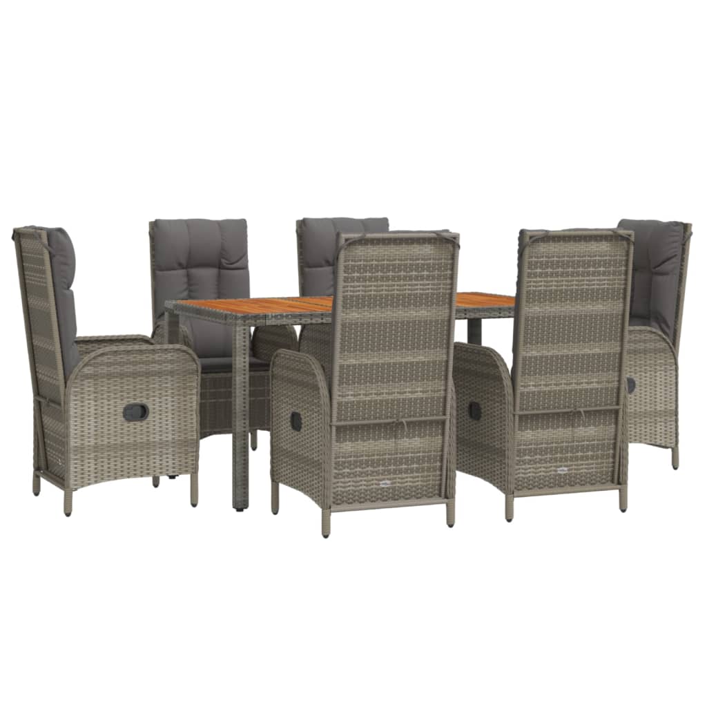 Set mobilier de grădină cu perne, 7 piese, gri, poliratan GartenMobel Dekor