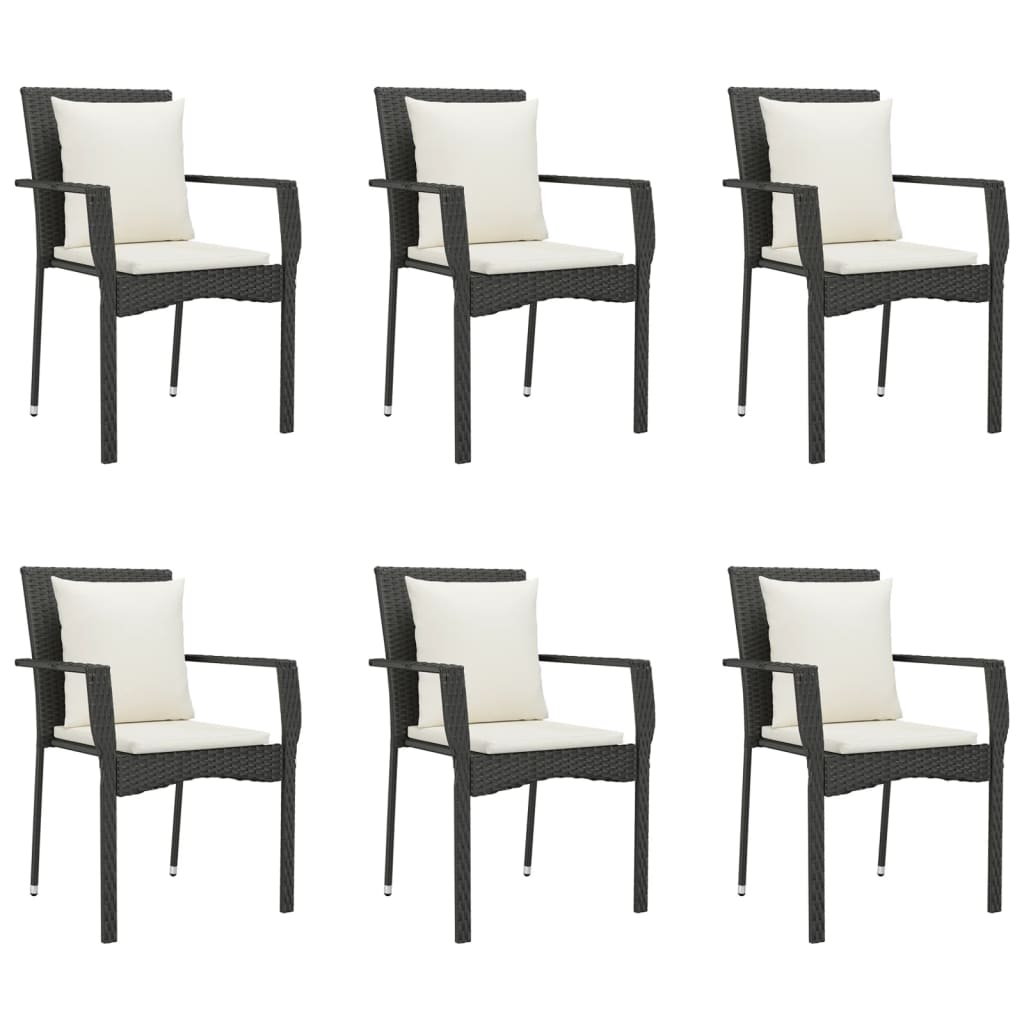 Set mobilier de grădină cu perne, 7 piese, negru, poliratan GartenMobel Dekor
