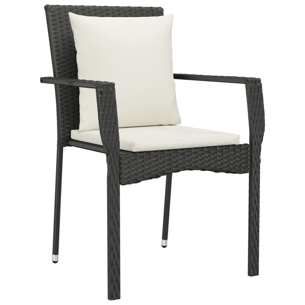 Set mobilier de grădină cu perne, 7 piese, negru, poliratan GartenMobel Dekor