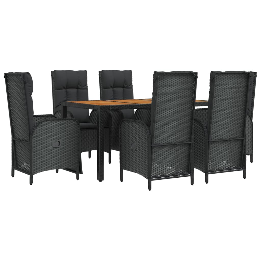 Set mobilier de grădină cu perne, 7 piese, negru, poliratan GartenMobel Dekor