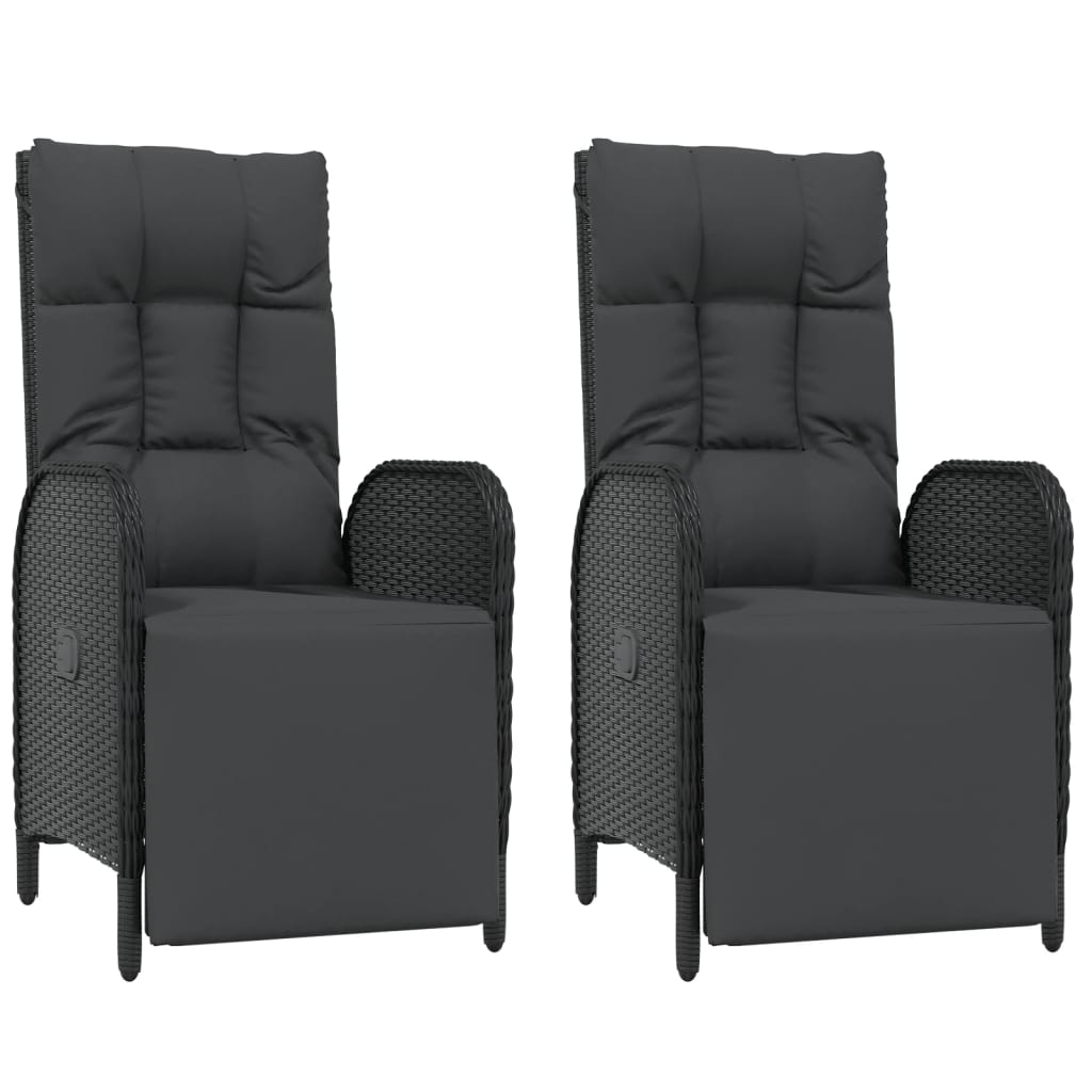 Set mobilier de grădină cu perne, 7 piese, negru, poliratan GartenMobel Dekor