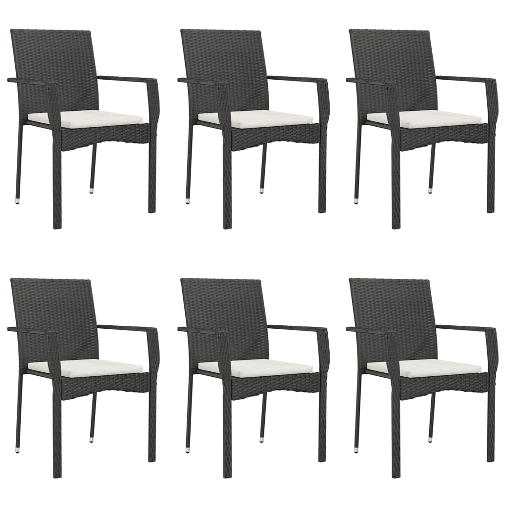 Set mobilier de grădină cu perne, 7 piese, negru, poliratan GartenMobel Dekor