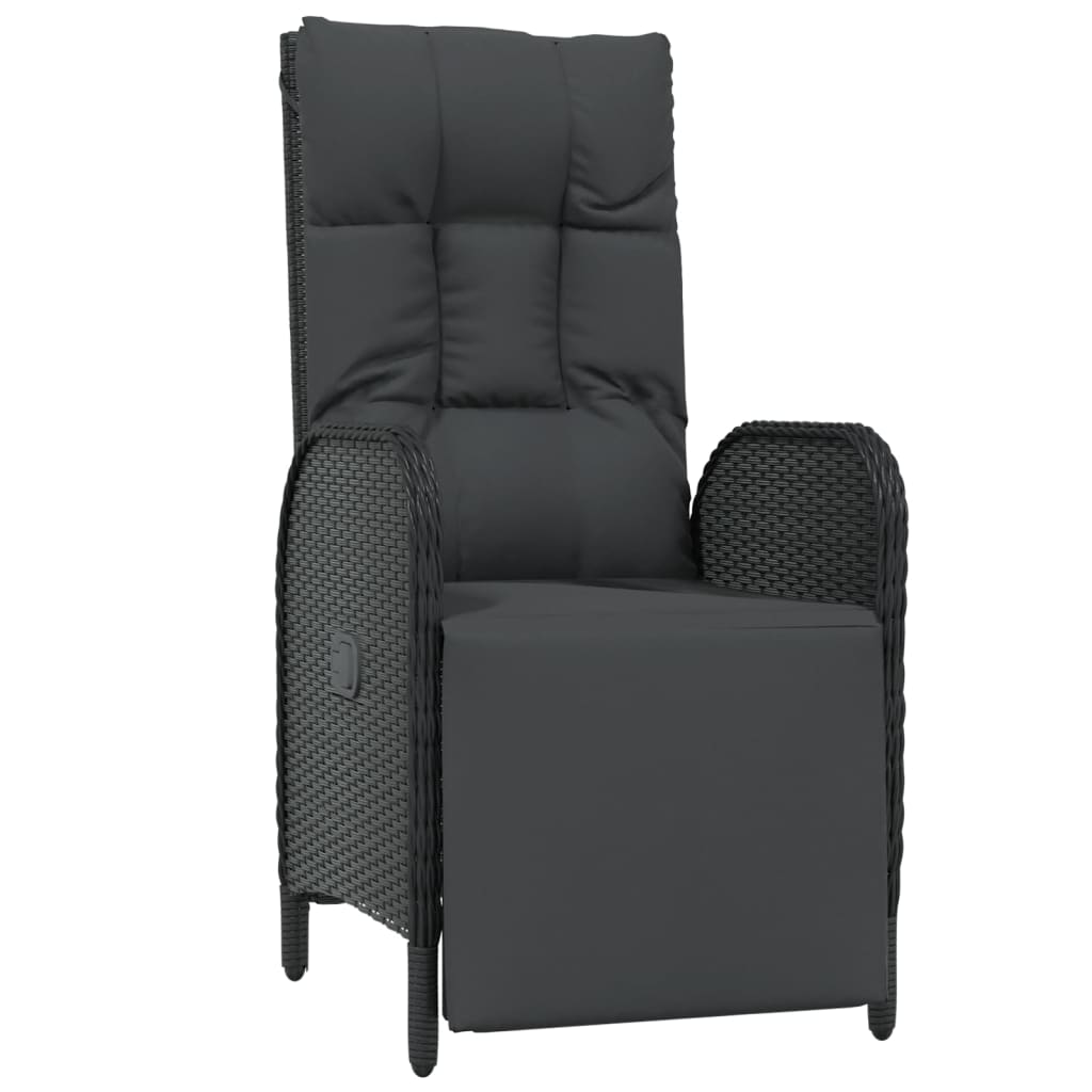 Set mobilier de grădină cu perne, 7 piese, negru, poliratan GartenMobel Dekor