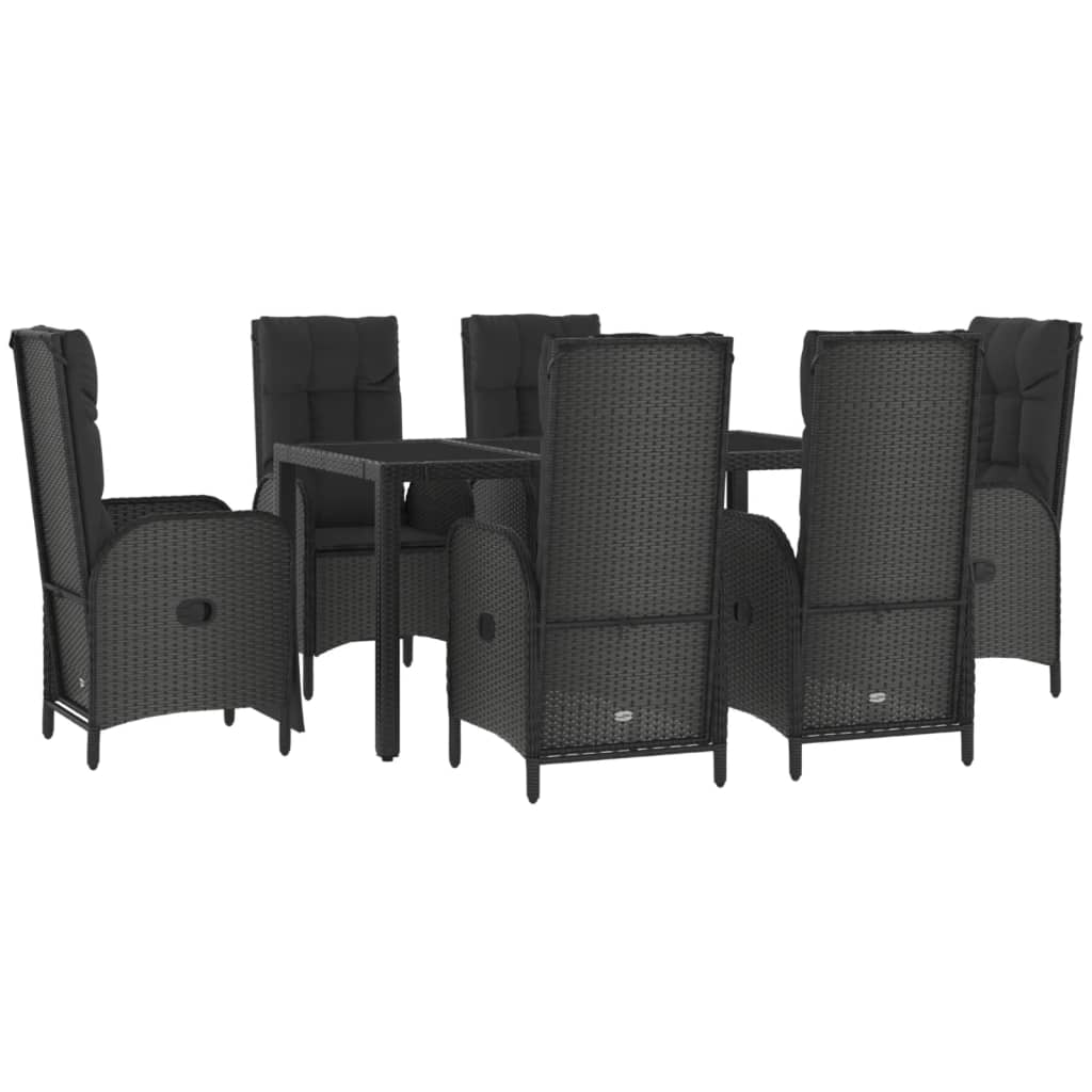 Set mobilier de grădină cu perne, 7 piese, negru, poliratan GartenMobel Dekor