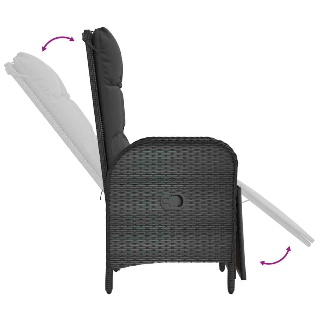 Set mobilier de grădină cu perne, 7 piese, negru, poliratan GartenMobel Dekor