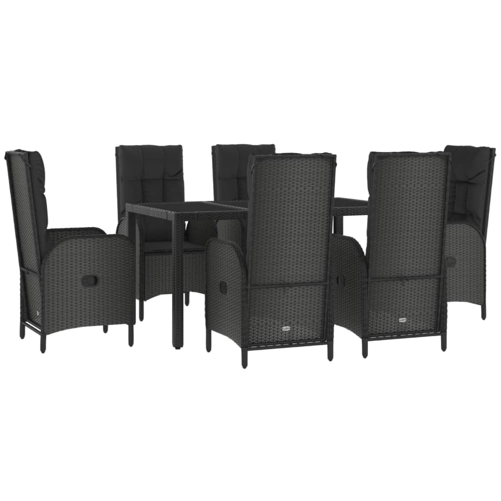 Set mobilier de grădină cu perne, 7 piese, negru/gri, poliratan GartenMobel Dekor