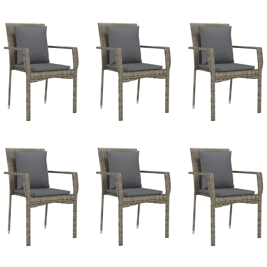 Set mobilier de grădină cu perne, 7 piese, negru/gri, poliratan GartenMobel Dekor