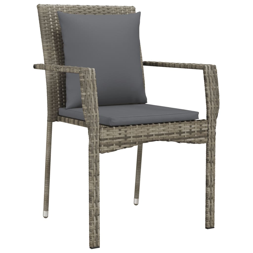 Set mobilier de grădină cu perne, 7 piese, negru/gri, poliratan GartenMobel Dekor
