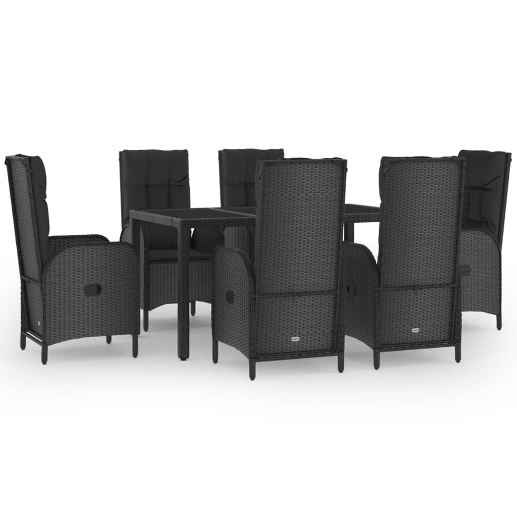 Set mobilier de grădină cu perne, 7 piese, negru/gri, poliratan GartenMobel Dekor