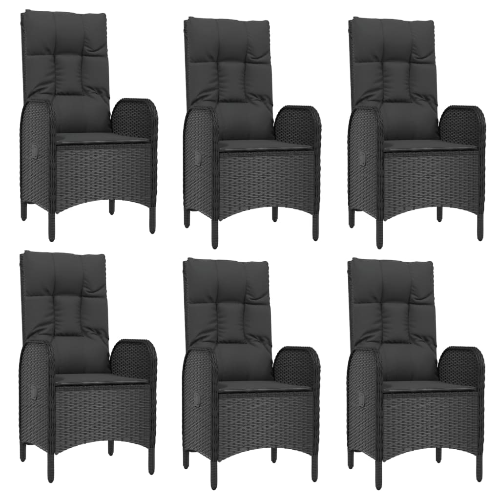 Set mobilier de grădină cu perne, 7 piese, negru/gri, poliratan GartenMobel Dekor