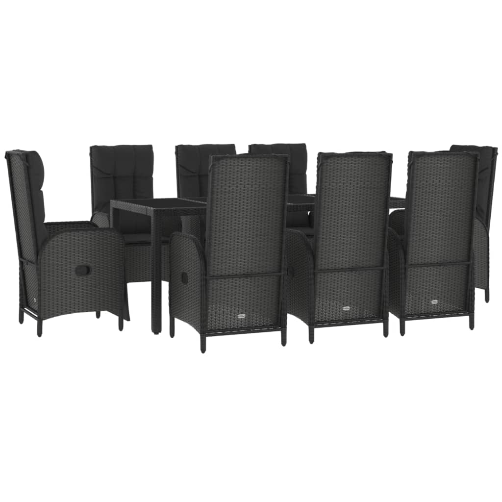 Set mobilier de grădină cu perne, 9 piese, negru, poliratan GartenMobel Dekor