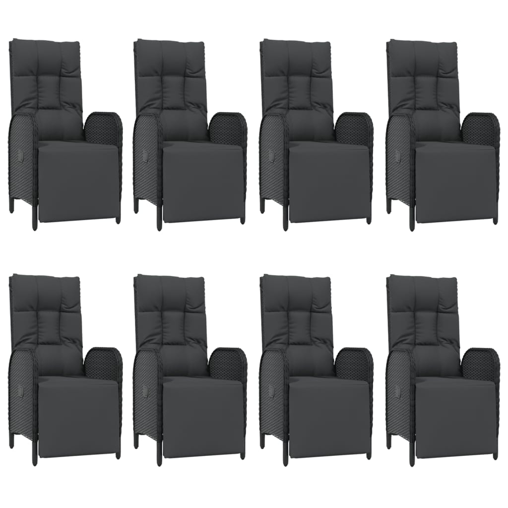 Set mobilier de grădină cu perne, 9 piese, negru, poliratan GartenMobel Dekor