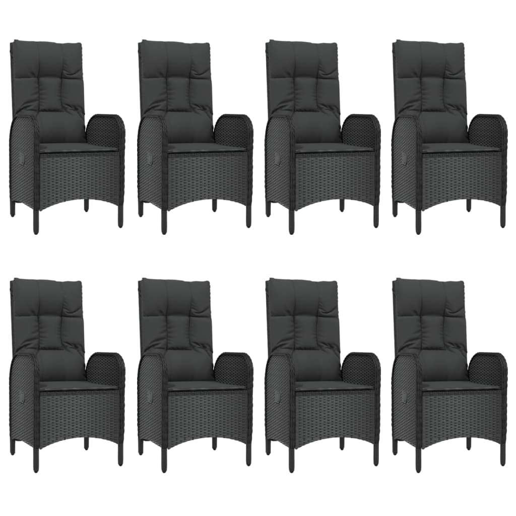 Set mobilier de grădină cu perne, 9 piese, negru, poliratan GartenMobel Dekor