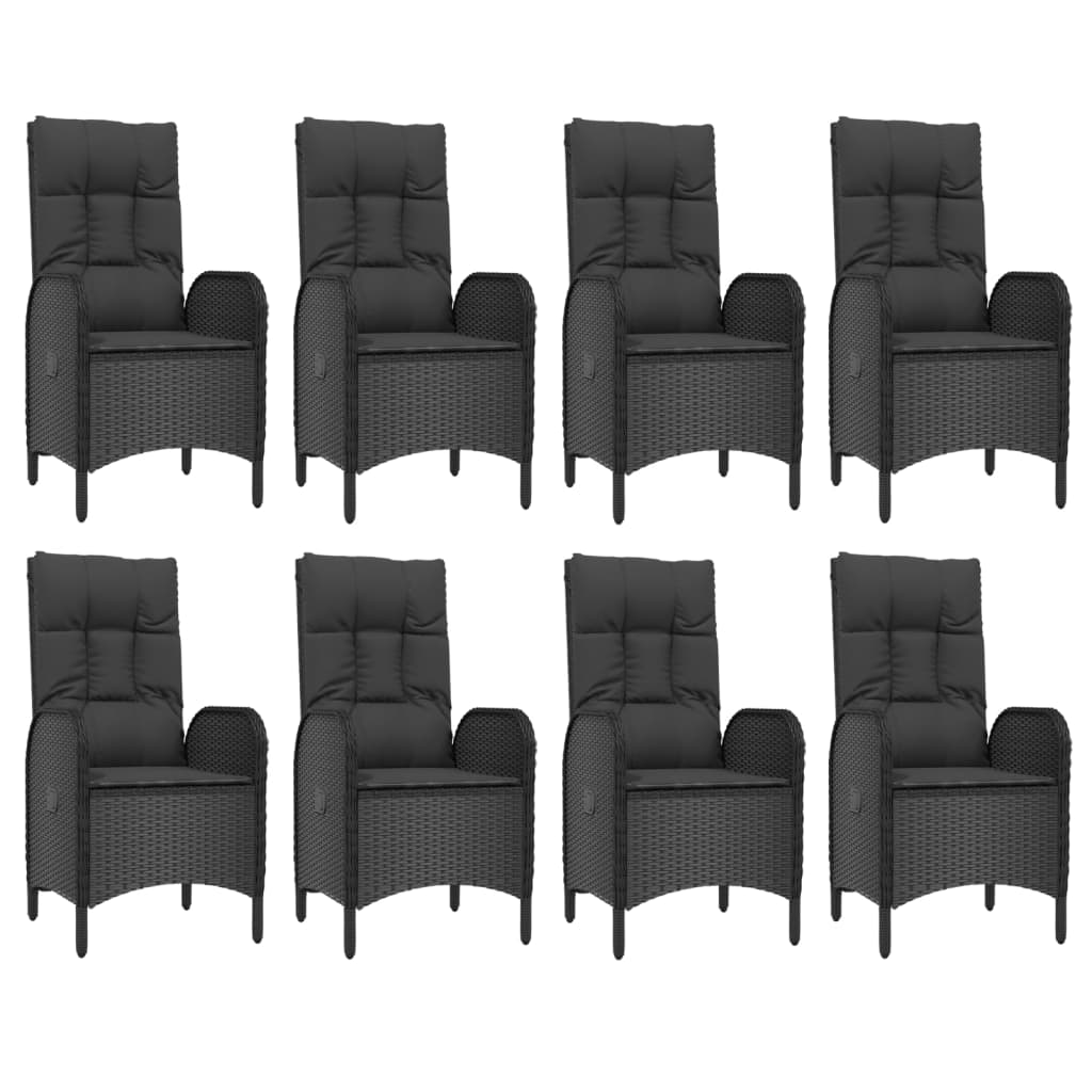 Set mobilier de grădină cu perne, 9 piese, negru/gri, poliratan GartenMobel Dekor