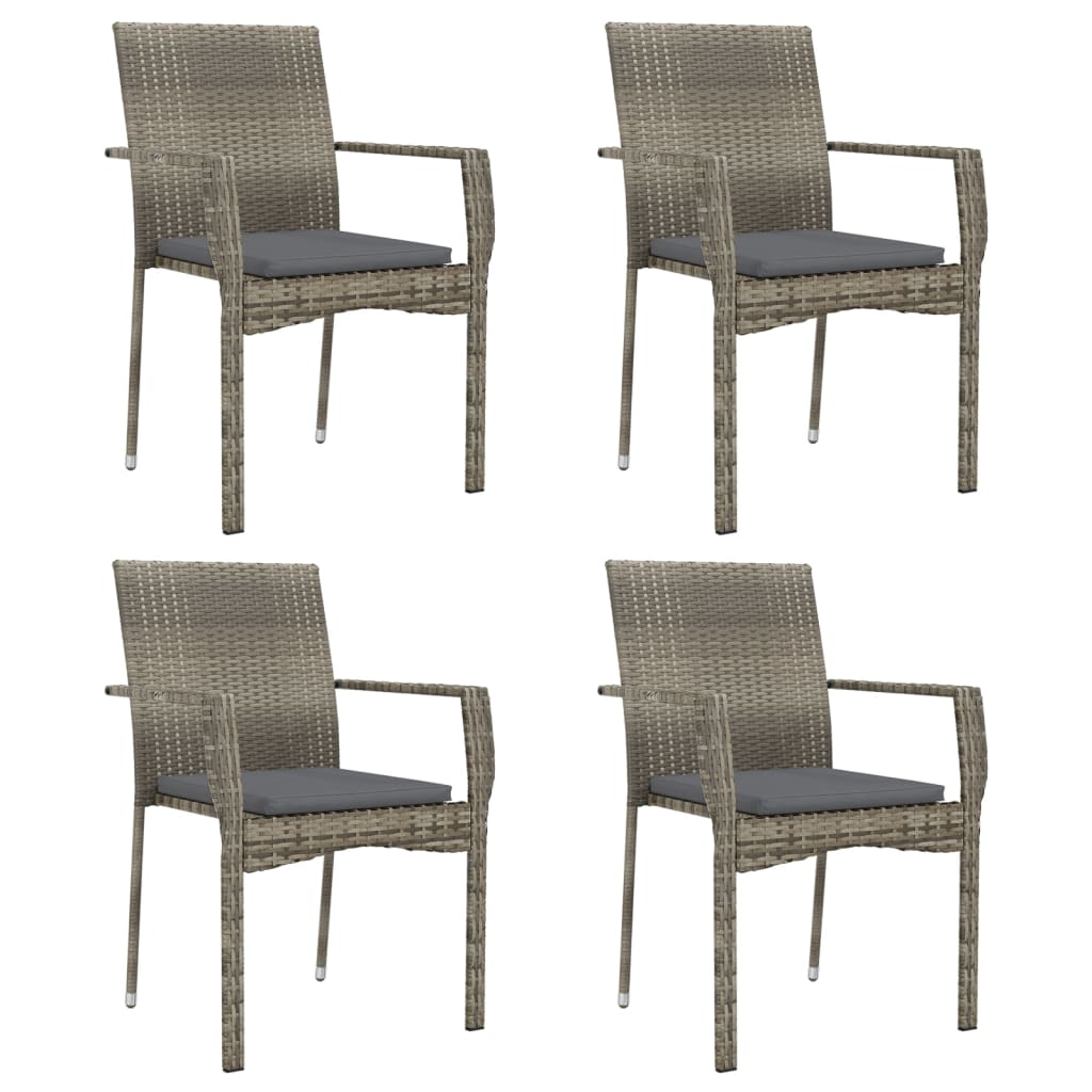 Set mobilier grădină cu perne, 5 piese, negru și gri, poliratan GartenMobel Dekor