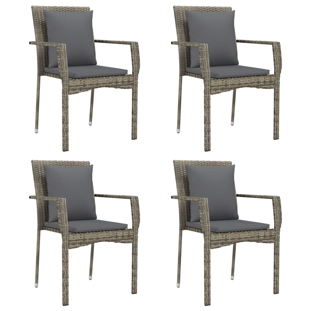 Set mobilier grădină cu perne, 5 piese, negru și gri, poliratan GartenMobel Dekor
