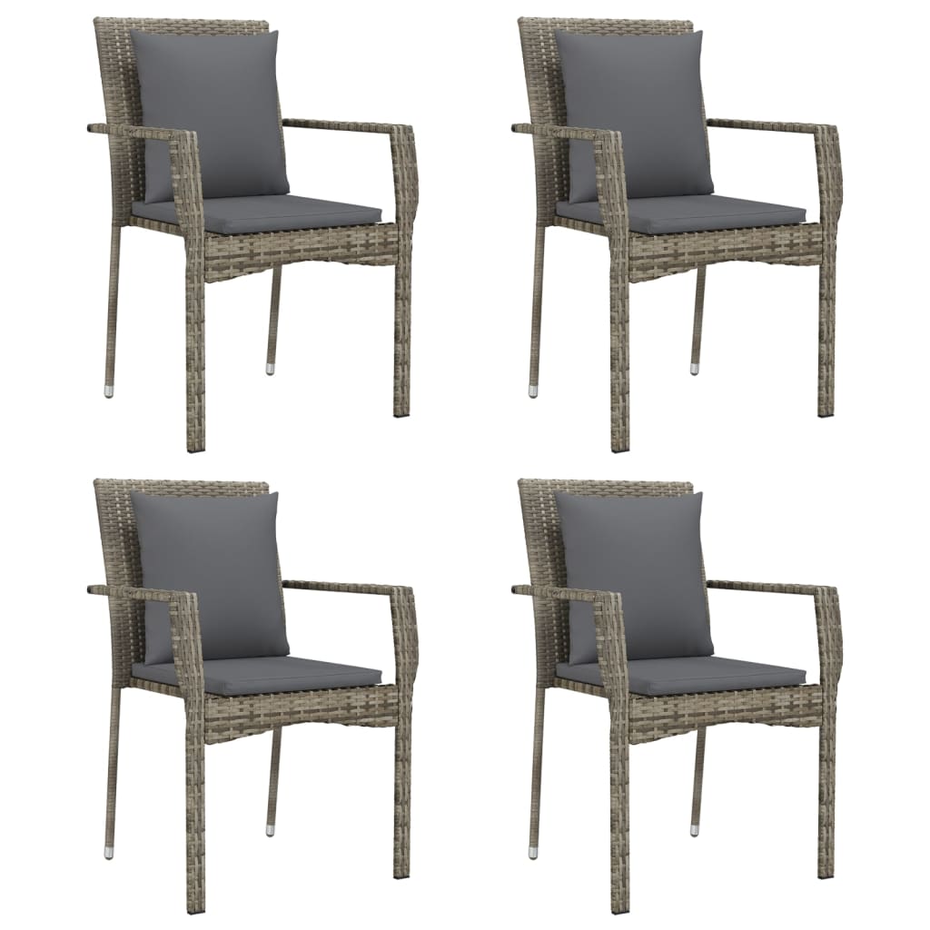 Set mobilier grădină cu perne, 5 piese, negru și gri, poliratan GartenMobel Dekor
