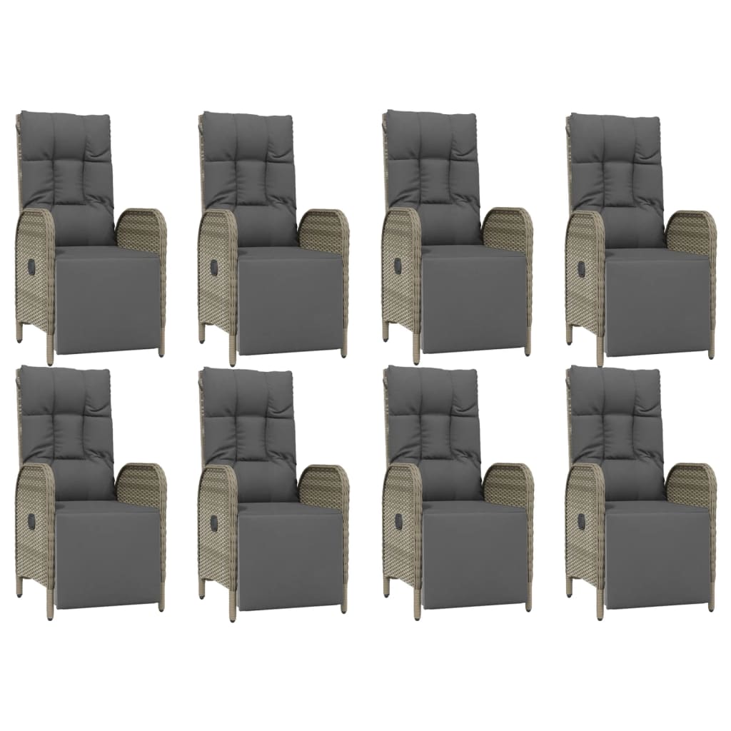 Set mobilier grădină cu perne, 9 piese, gri, poliratan GartenMobel Dekor