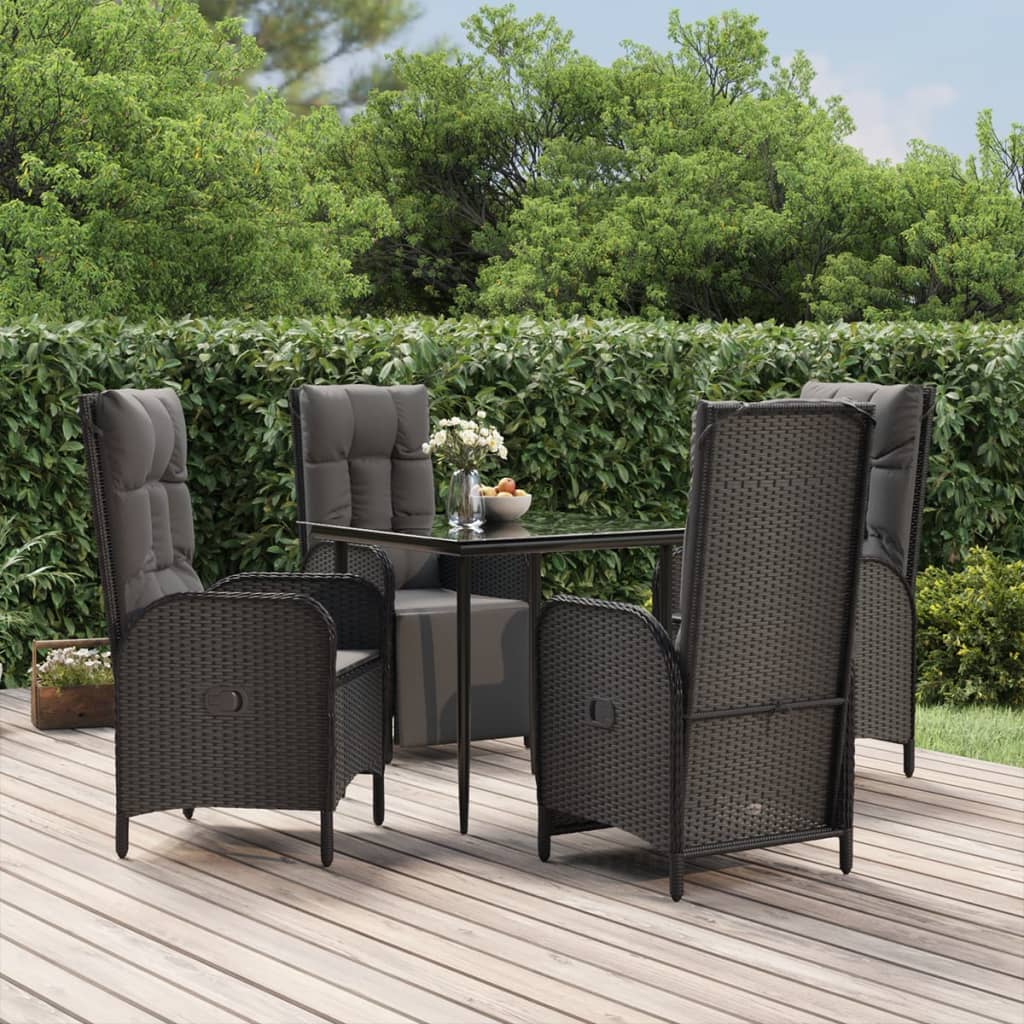 Set mobilier de grădină cu perne, 5 piese, negru, poliratan GartenMobel Dekor