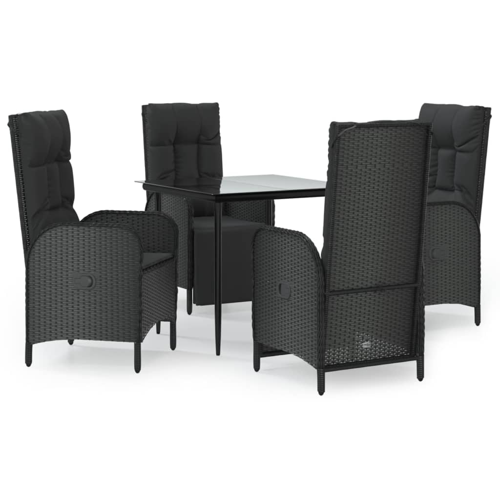 Set mobilier de grădină cu perne, 5 piese, negru, poliratan GartenMobel Dekor