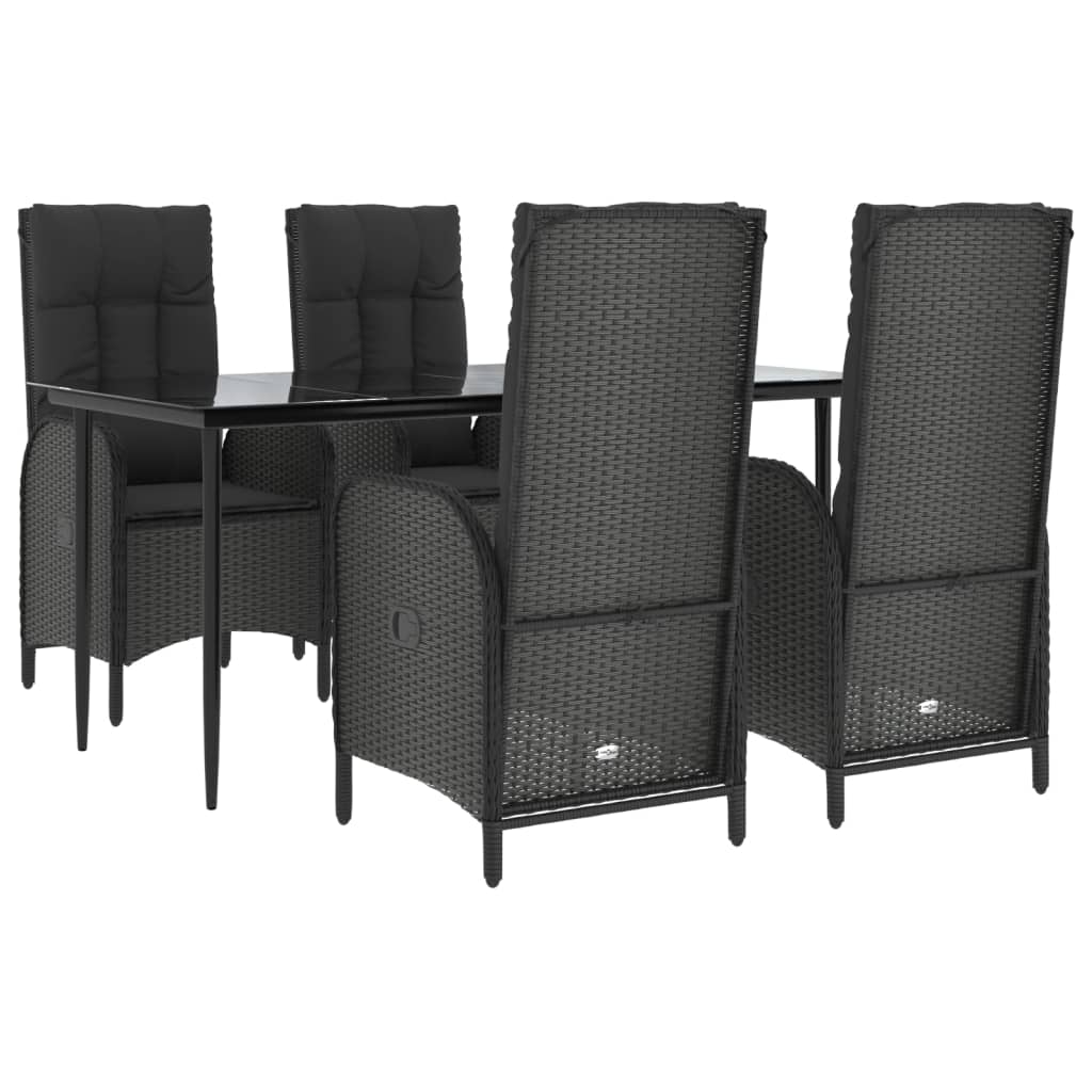 Set mobilier de grădină cu perne, 5 piese, negru, poliratan GartenMobel Dekor