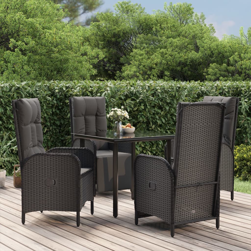 Set mobilier de grădină cu perne, 5 piese, negru, poliratan GartenMobel Dekor