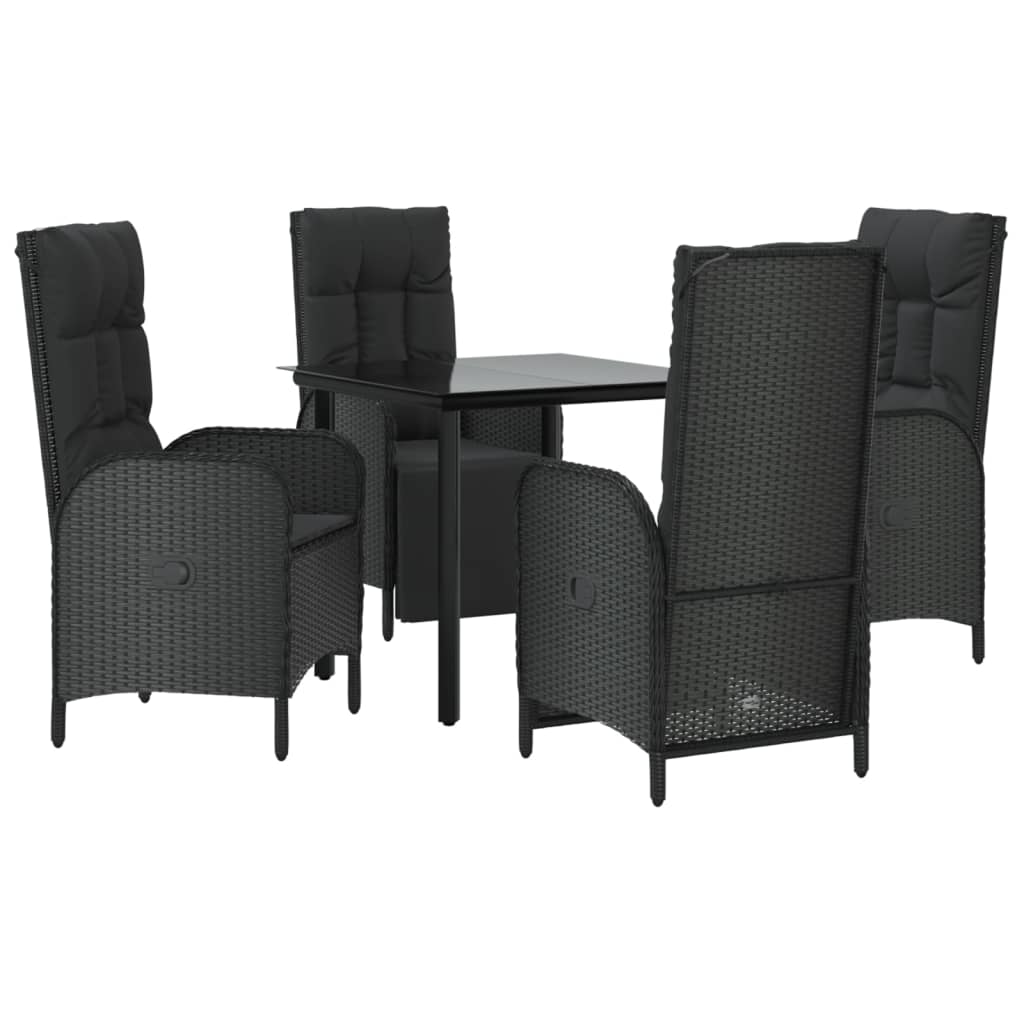 Set mobilier de grădină cu perne, 5 piese, negru, poliratan GartenMobel Dekor
