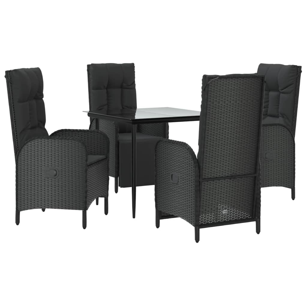 Set mobilier de grădină cu perne, 5 piese, negru, poliratan GartenMobel Dekor