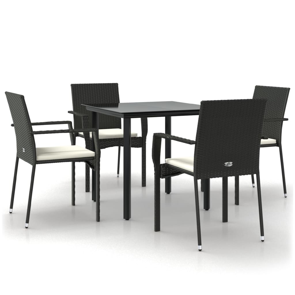 Set mobilier de grădină cu perne, 5 piese, negru, poliratan GartenMobel Dekor