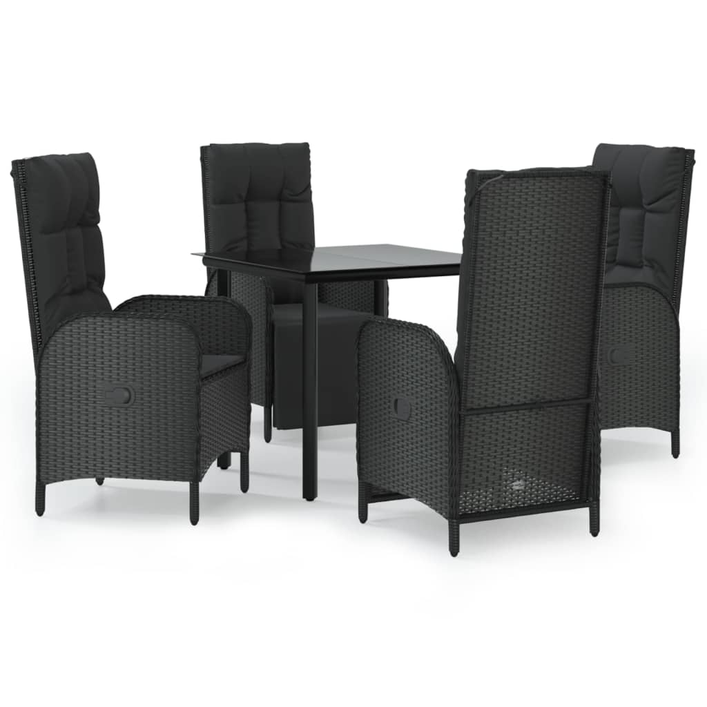 Set mobilier de grădină cu perne, 5 piese, negru, poliratan GartenMobel Dekor