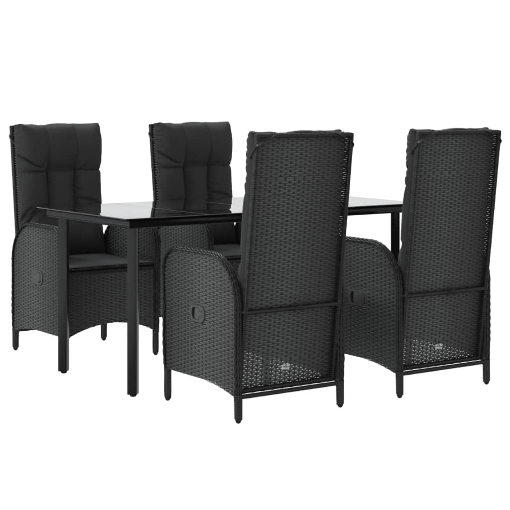 Set mobilier de grădină cu perne, 5 piese, negru, poliratan GartenMobel Dekor