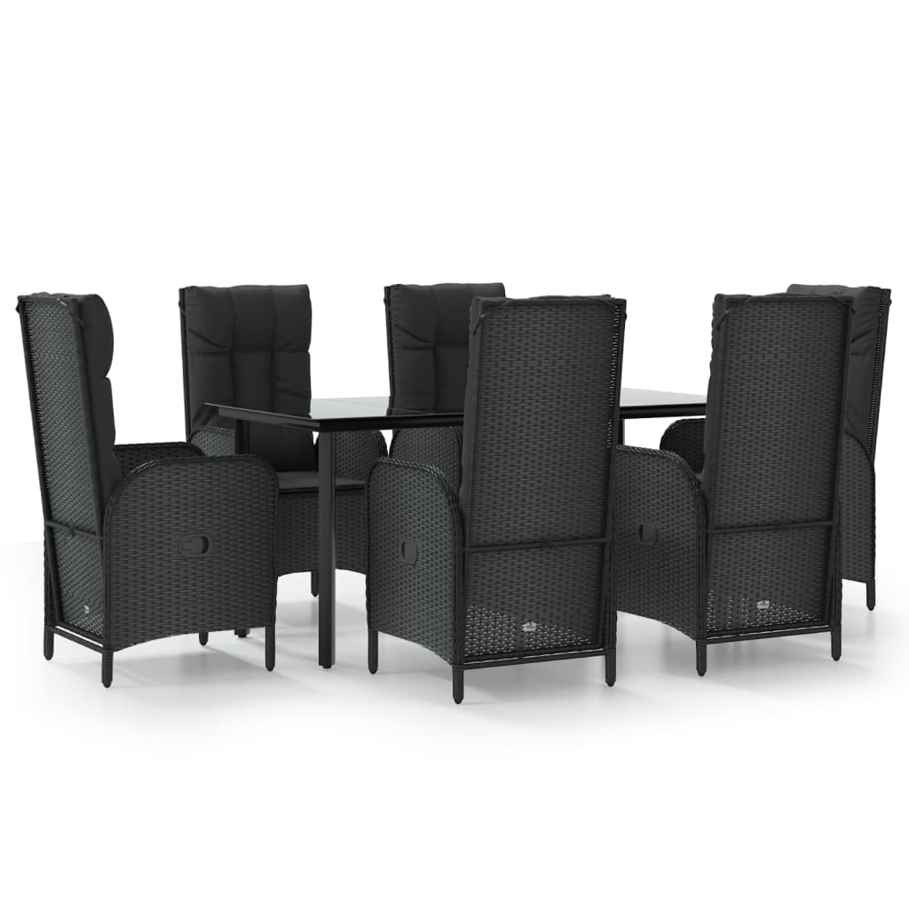 Set mobilier de grădină cu perne, 7 piese, negru, poliratan GartenMobel Dekor