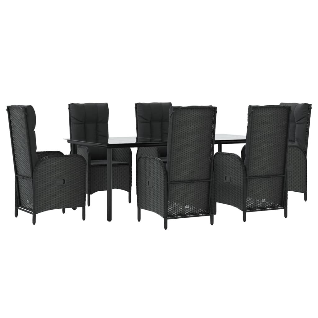Set mobilier de grădină cu perne, 7 piese, negru, poliratan GartenMobel Dekor