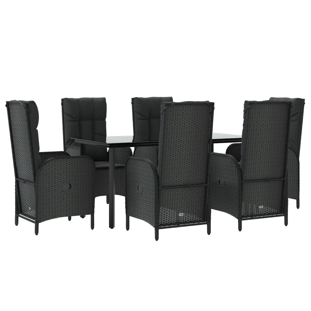 Set mobilier de grădină cu perne, 7 piese, negru, poliratan GartenMobel Dekor