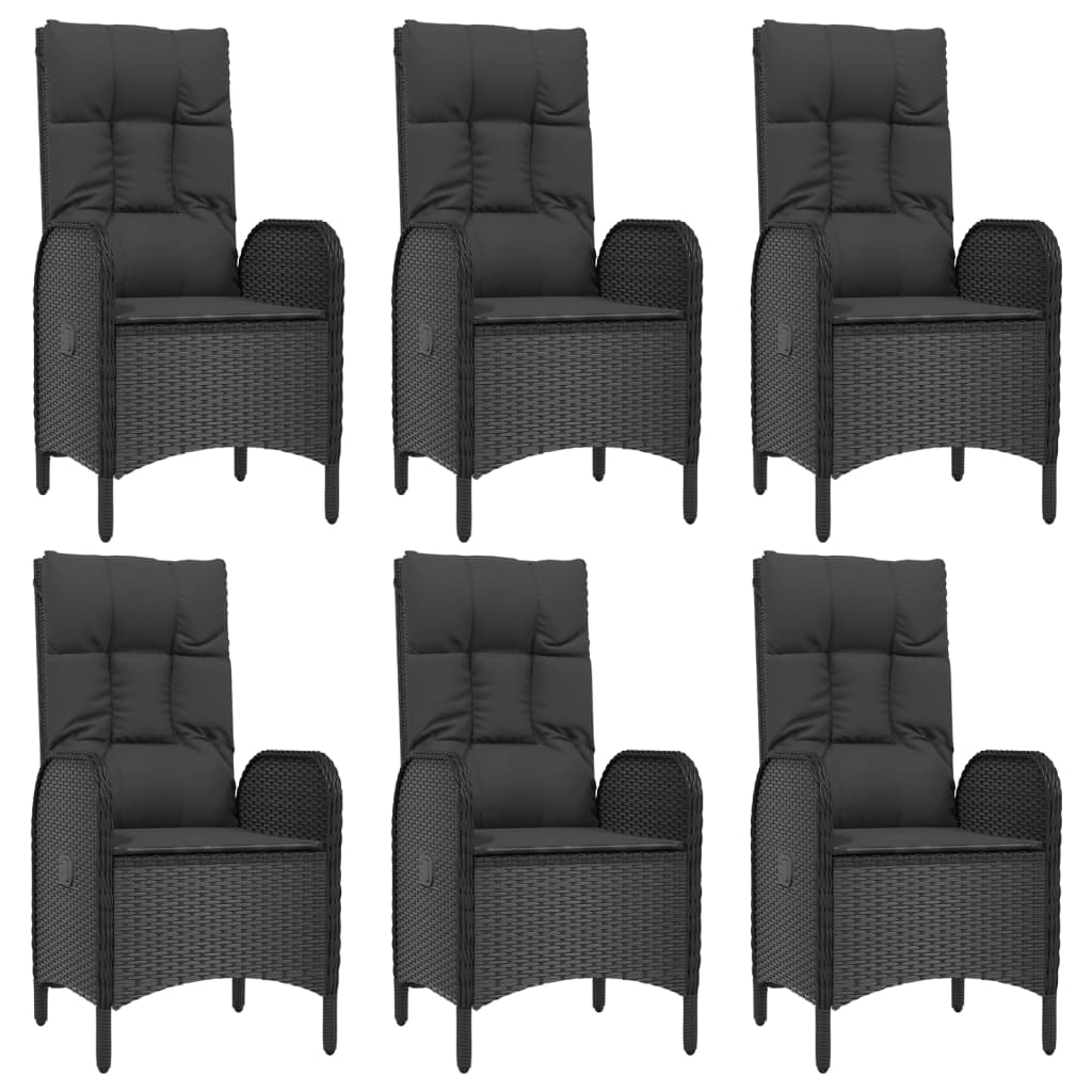 Set mobilier de grădină cu perne, 7 piese, negru, poliratan GartenMobel Dekor