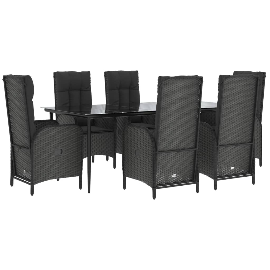 Set mobilier de grădină cu perne, 7 piese, negru, poliratan GartenMobel Dekor