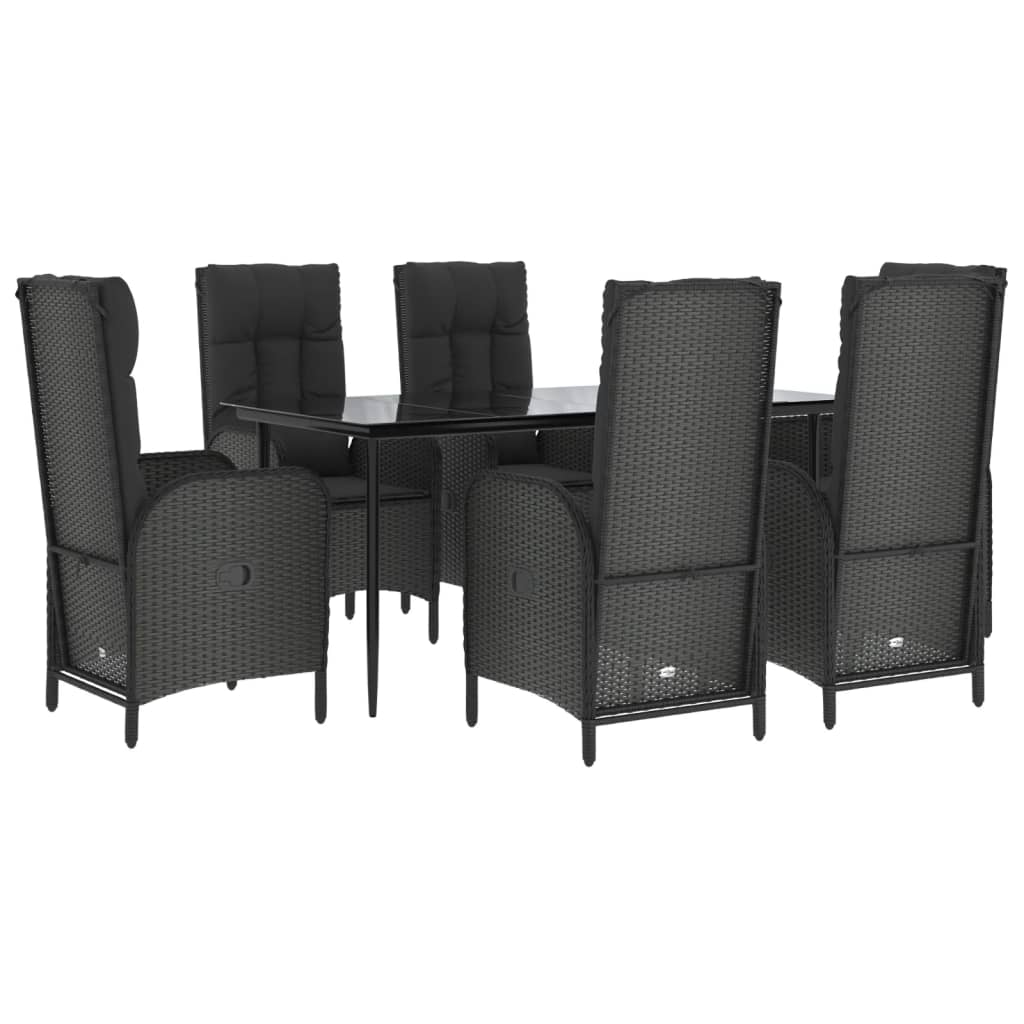 Set mobilier de grădină cu perne, 7 piese, negru, poliratan GartenMobel Dekor