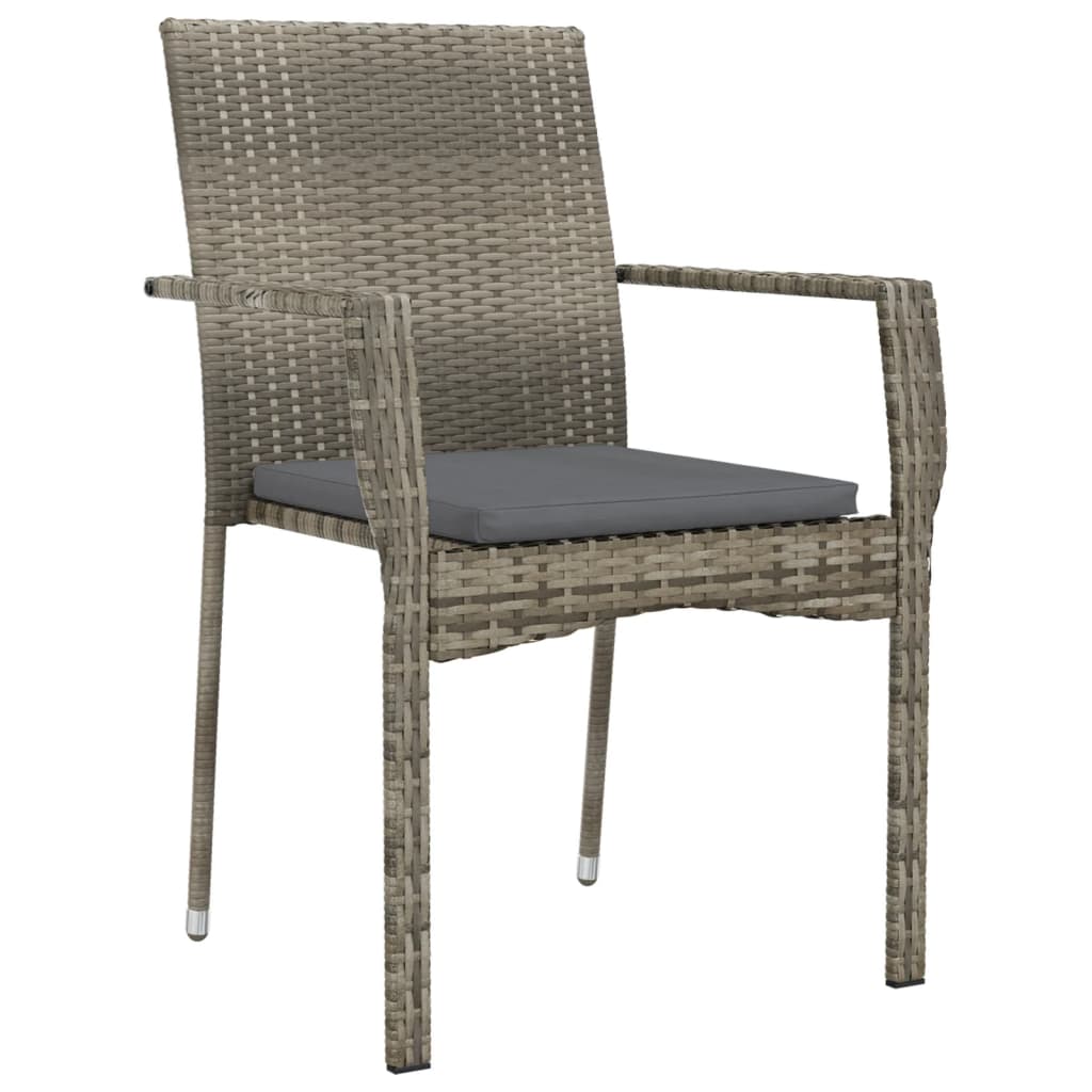 Set mobilier de grădină cu perne, 7 piese, negru/gri, poliratan GartenMobel Dekor