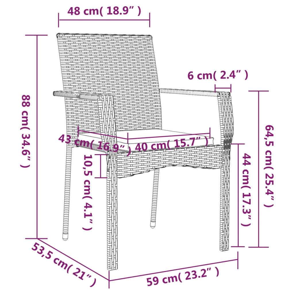 Set mobilier de grădină cu perne, 7 piese, negru/gri, poliratan GartenMobel Dekor