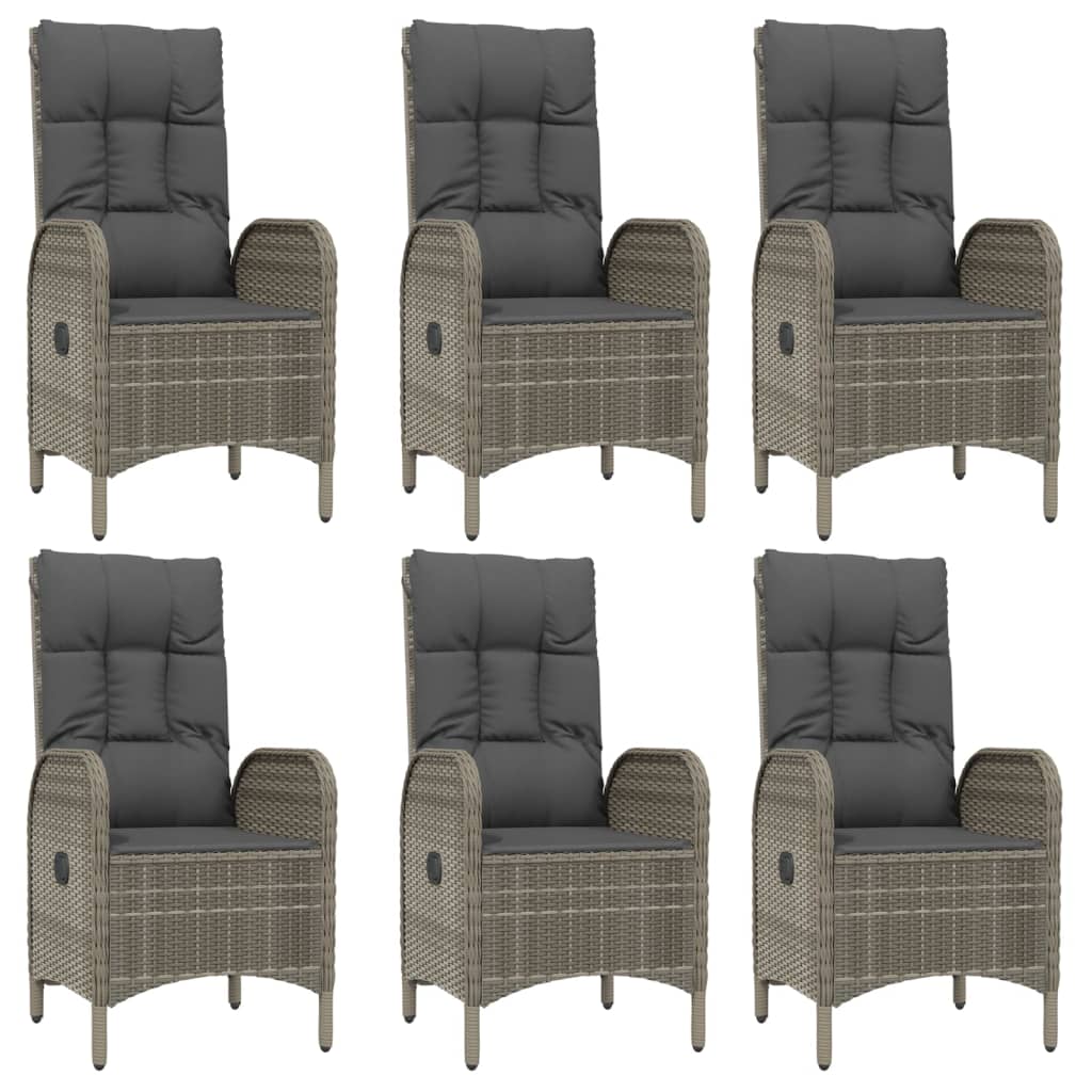 Set mobilier de grădină cu perne, 7 piese, negru/gri, poliratan GartenMobel Dekor