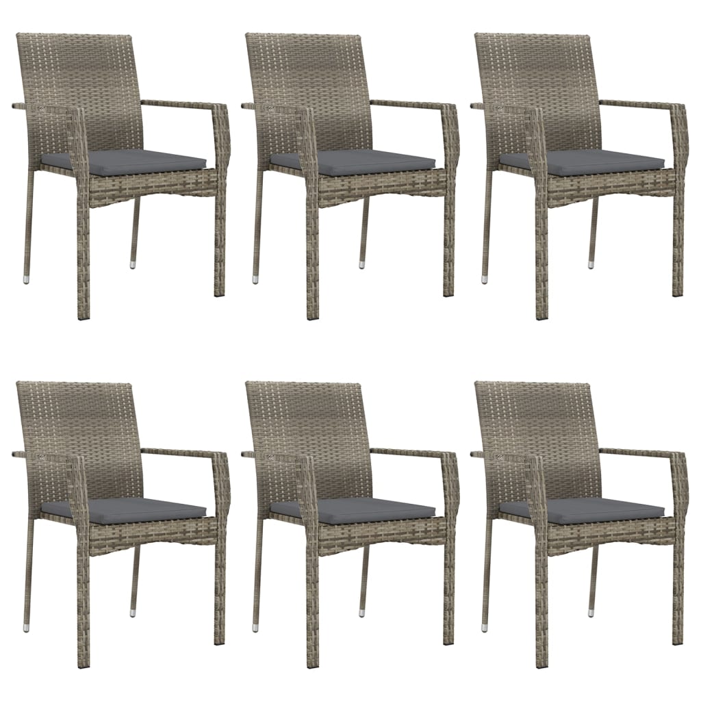 Set mobilier de grădină cu perne, 7 piese, negru/gri, poliratan GartenMobel Dekor