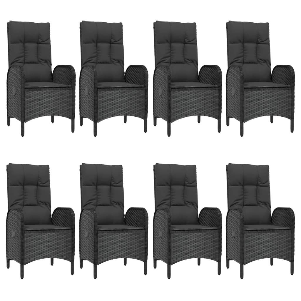 Set mobilier de grădină cu perne, 9 piese, negru, poliratan GartenMobel Dekor