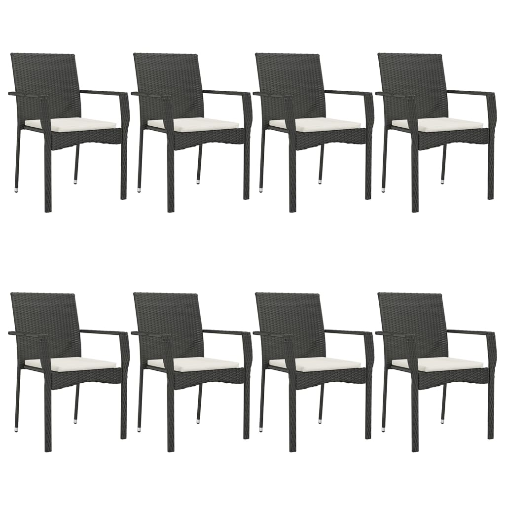 Set mobilier de grădină cu perne, 9 piese, negru, poliratan GartenMobel Dekor